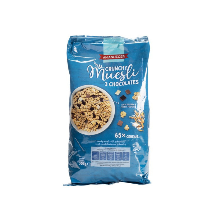 Cereais Crunchy Muesli 3 Chocolates Amanhecer - 500 g