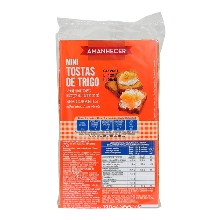 Mini Tostas de Trigo Amanhecer - 120 gr