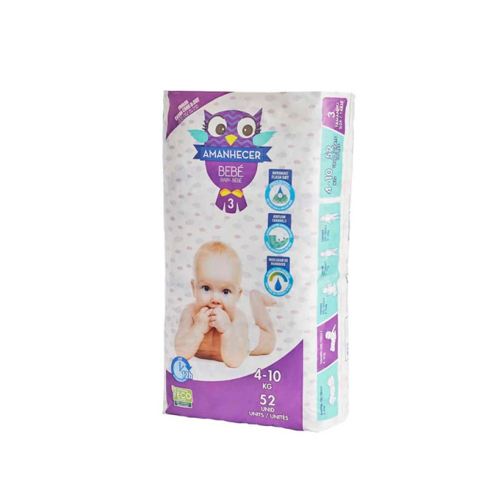 Fralda de Bebé Amanhecer T3 4-10 Kgs - 52 Unidades