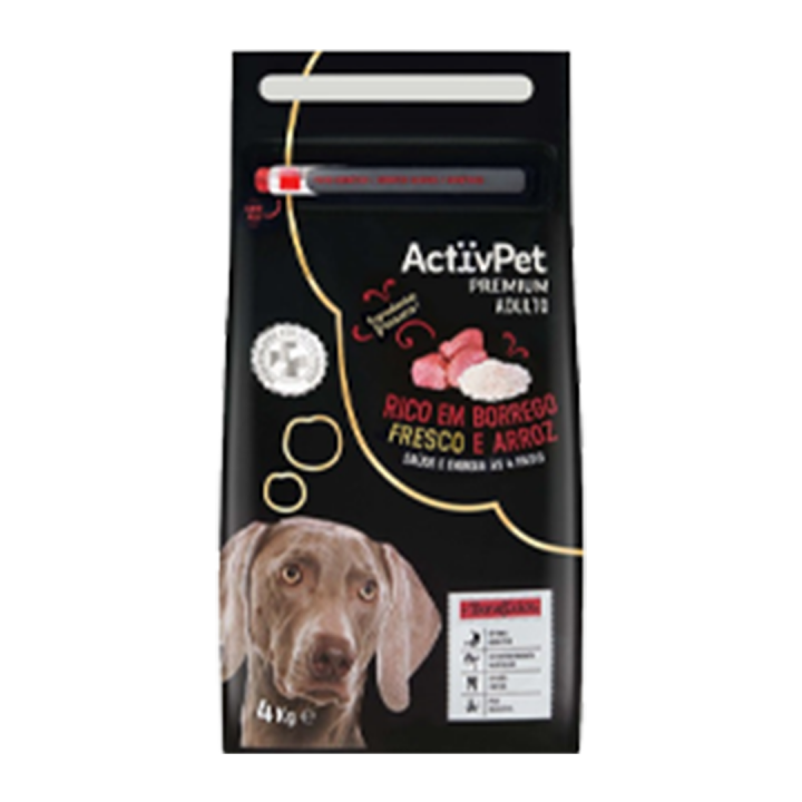 Ração Seca Premium para Cão Adulto ActivPet Borrego fresco e Arroz - 4 kg