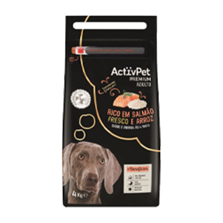 Ração Seca Premium para Cão Adulto ActivPet Salmão fresco e Arroz - 4 kg