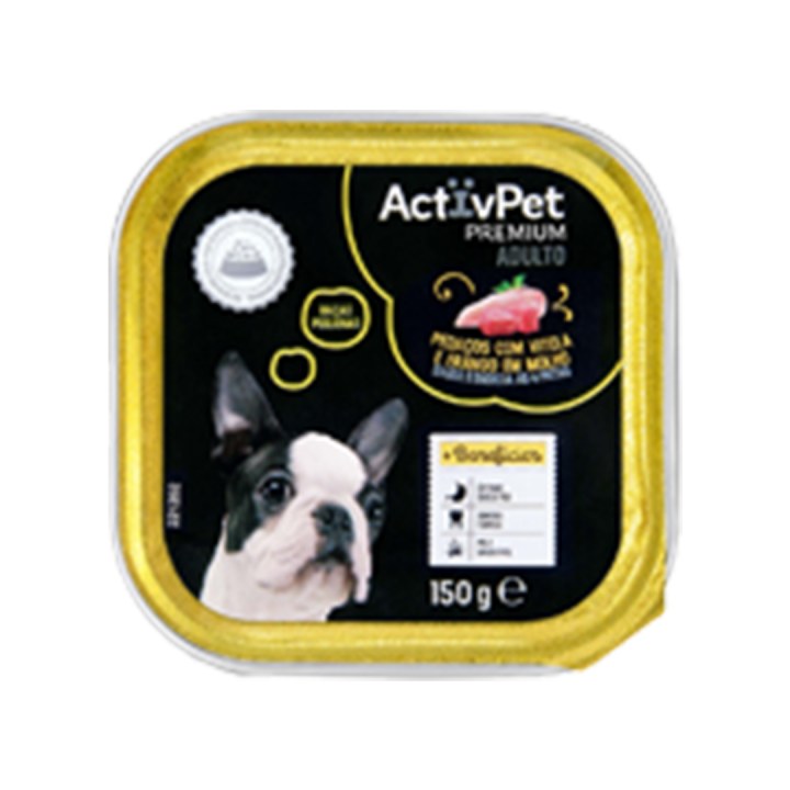 Comida Húmida Premium para Cão Adulto ActivPet Vitela e Frango - 150 gr