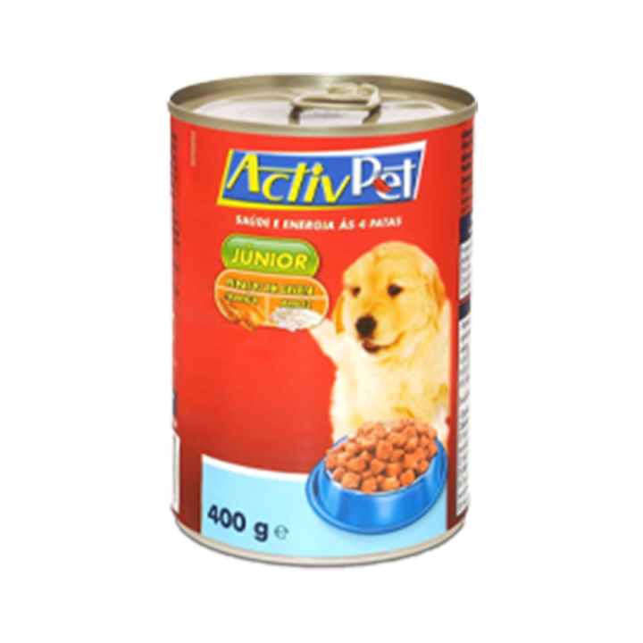 Ração Húmida para Cão Junior ActivPet Galinha e Arroz em Molho- 400 gr