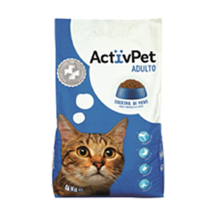 Ração Seca para Gato Adulto ActivPet Cocktail de Peixe - 4 kg