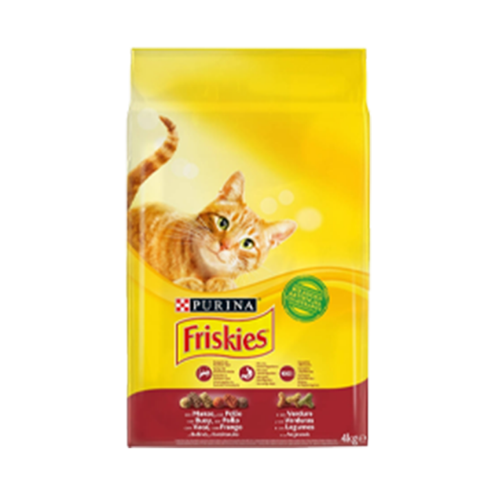 Ração para Gato Adulto Purina Friskies Vaca, Frango e Legumes - 4 kg