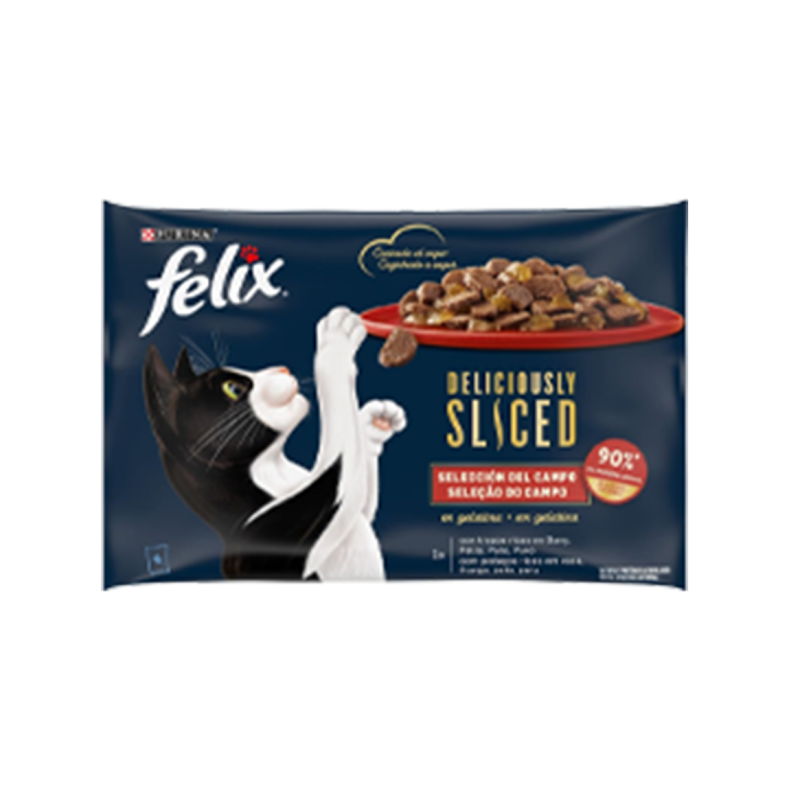 Ração Húmida Purina Felix Deliciously Sliced GAMA - 4x85 gr