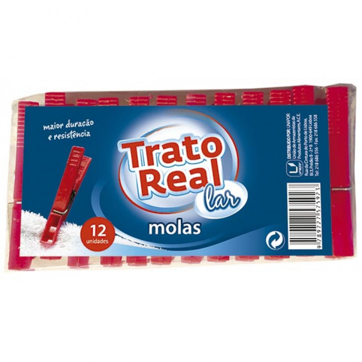 Molas para Roupa Plástico Trato Real - 12 Unidades