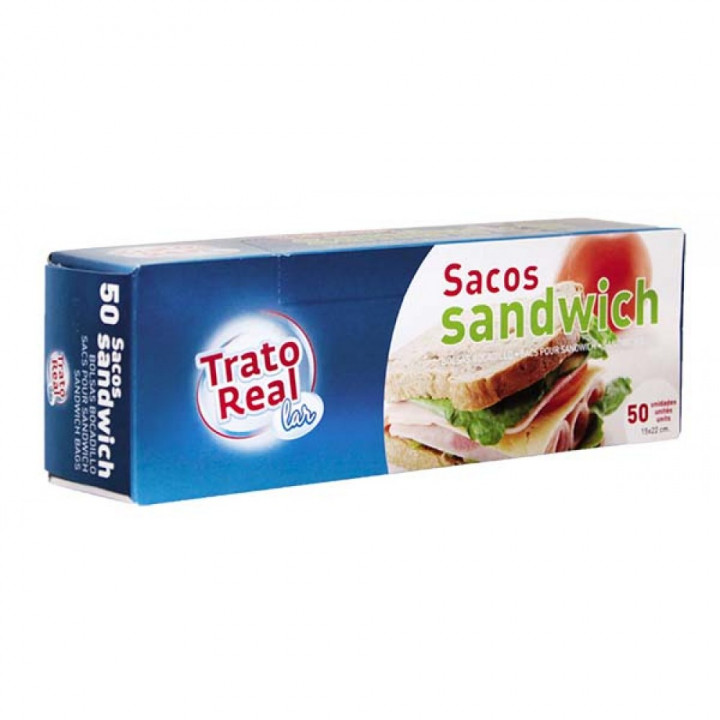 Sacos para Sanduíches Trato Real - 50 Unidades