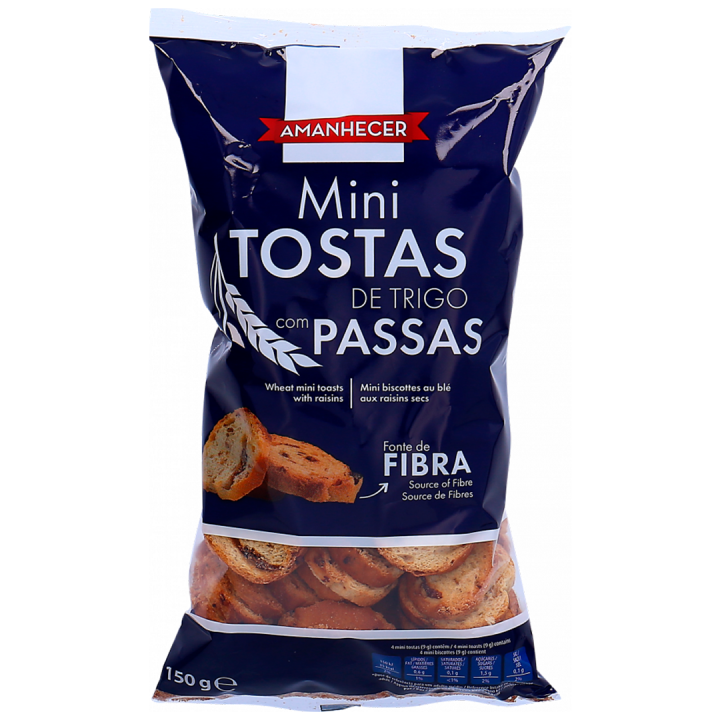 Mini Tostas de Trigo com Passas Amanhecer - 150 gr