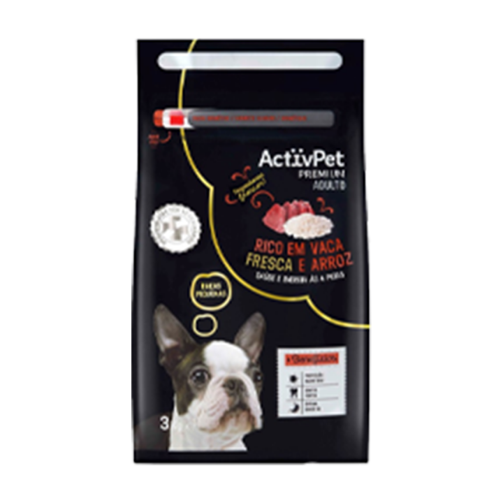 Ração Seca Premium para Cão Adulto ActivPet Vaca fresca e Arroz - 3 kg