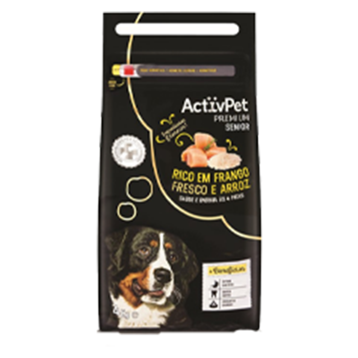 Ração Seca Premium para Cão Sénior ActivPet Frango fresco e Arroz - 2 kg