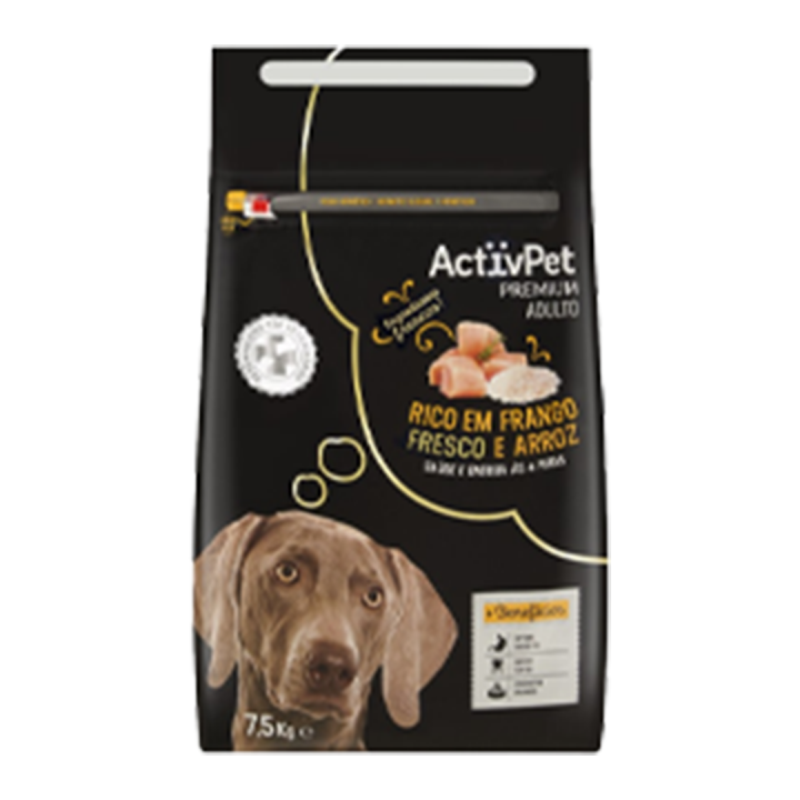 Ração Seca Premium para Cão Adulto ActivPet Frango fresco e Arroz - 7,5 kg