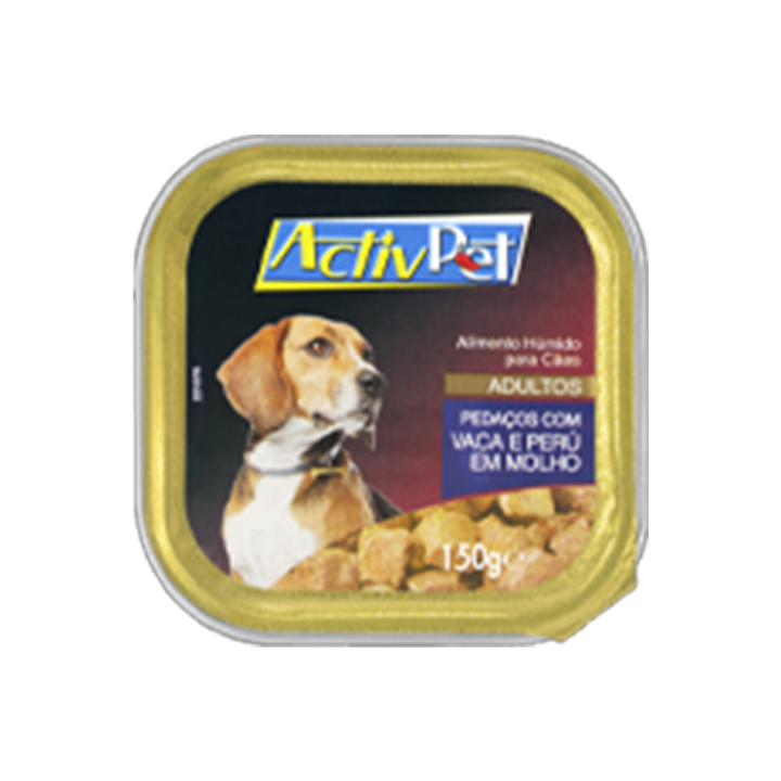 Comida Húmida para Cão Adulto ActivPet Vaca e Perú - 150 gr