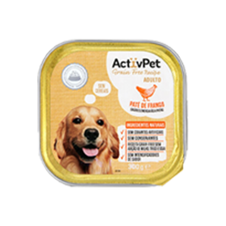 Comida Húmida para Cão Adulto ActivPet Paté de Frango Grain Free - 300 gr