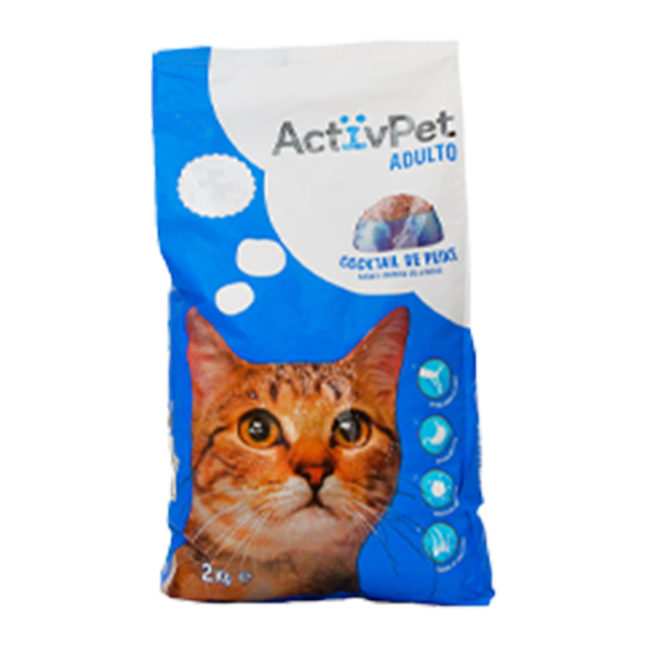 Ração Seca para Gato Adulto ActivPet Cocktail de Peixe - 2 kg