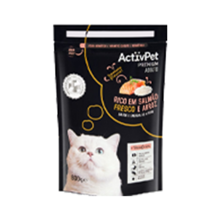 Ração Seca Premium para Gato Adulto ActivPet Salmão e Arroz - 800 gr