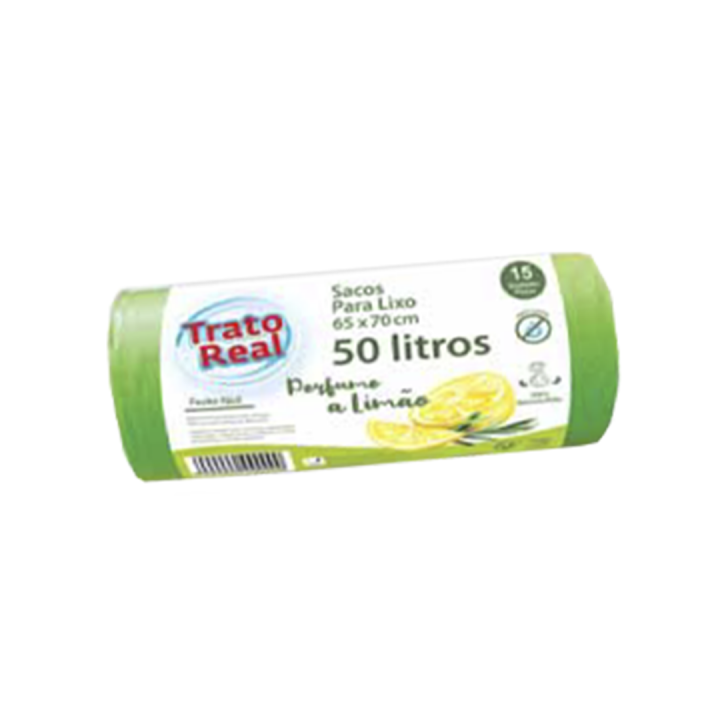 Sacos Lixo Trato Real Perfume Limão 65x70 - 50 Lt